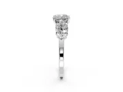 Cluster Engagement Ring Setting for Cushion Cut Center with 2-Row Shoulder Clusters and Prong Head in Platinum