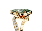 Solitaire Engagement Ring Setting for Fancy Green Marquise Center with Pave Bypass Swirl Band and Prong Head in Yellow Gold