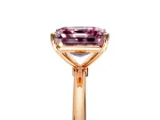 Solitaire Engagement Ring Setting for Fancy Pink Asscher Cut Center with Straight Thin Band and Prong Head in Rose Gold