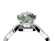 Solitaire Engagement Ring Setting for Fancy Green Marquise Center with Accented Twist Band and Leaf Prong Head in Sterling Silver