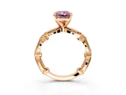 Solitaire Engagement Ring Setting for Fancy Pink Radiant Cut Center with Marquise Panel Band and Prong Head in Rose Gold