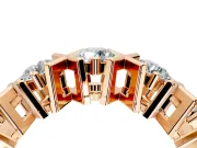 Round Cut Lab-Grown Diamond Channel-Set Wedding Band with X-Prong Detail in Rose Gold