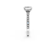 Solitaire Engagement Ring Setting for Asscher Cut Center with Single Row Accent Band and Prong Head in Sterling Silver
