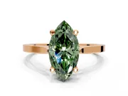 Solitaire Engagement Ring Setting for Fancy Green Marquise Center with Tapered Shoulders and Prong Head in Rose Gold
