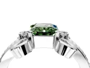 Solitaire Engagement Ring Setting for Fancy Green Radiant Cut Center with Twisted Band and Scroll Prong Head in Sterling Silver