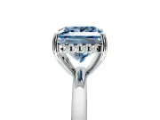 Solitaire Engagement Ring Setting for Fancy Blue Princess Cut Center with Fine Wire Band and Prong Head in Sterling Silver