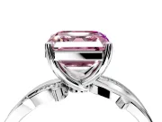 Solitaire Engagement Ring Setting for Fancy Pink Asscher Cut Center with Pave and Plain Crossover Band and Prong Head in Sterling Silver