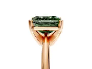 Solitaire Engagement Ring Setting for Fancy Green Asscher Cut Center with Knife Ridge Band and Claw Prong Head in Rose Gold