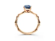 Solitaire Engagement Ring Setting for Fancy Blue Radiant Cut Center with Bamboo Band and Prong Head in Rose Gold