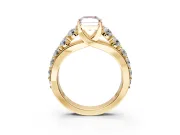 Solitaire Engagement Ring Setting for Fancy Pink Radiant Cut Center with Graduated Shared Prongs and Prong Head in Yellow Gold