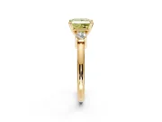3 Stone Engagement Ring Setting for Fancy Yellow Princess Cut Center with Wide Plain Band and Prong Head in Yellow Gold
