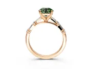 Baguette Engagement Ring Setting for Fancy Green Round Cut Center with Alternating Bar-Set Band and Prong Head in Rose Gold