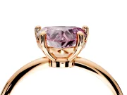 Minimalist Solitaire Engagement Ring Setting for Fancy Pink Heart-Shaped Center with Thin Band and Prong Head in Rose Gold
