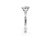 Solitaire Engagement Ring Setting for Oval Center with Bezel Station Band and Prong Head in Sterling Silver