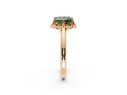 Floral Frame Engagement Ring Setting for Fancy Green Princess Cut Center with Accent Clusters and Prong Head in Rose Gold