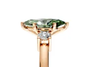 3 Stone Engagement Ring Setting for Fancy Green Marquise Center with Wide Plain Band and Prong Head in Rose Gold