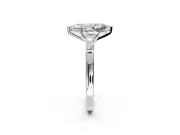 3 Stone Engagement Ring Setting for Marquise Center with Tapered Baguettes, Plain Band and Prong Head in Platinum