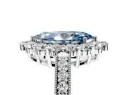 Halo Engagement Ring Setting for Fancy Blue Marquise Center with Milgrain Channel Band and Prong Head in Platinum
