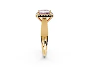 Halo Engagement Ring Setting for Fancy Pink Princess Cut Center with Square Band and Prong Head in Yellow Gold