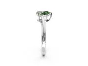 Solitaire Engagement Ring Setting for Fancy Green Pear-Shaped Center with Plain Bypass Twist Band and Prong Head in Platinum