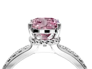 Solitaire Engagement Ring Setting for Fancy Pink Cushion Cut Center with Raised Channel Band and Prong Head in Sterling Silver