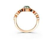 Vintage Station Engagement Ring Setting for Fancy Green Pear-Shaped Center with Accents and Prong Head in Rose Gold