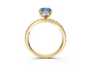 Solitaire Engagement Ring Setting for Fancy Blue Cushion Cut Center with Fine Pave Band and Prong Head in Yellow Gold