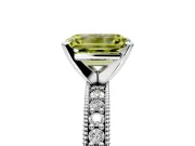 Milgrain Pave Engagement Ring Setting for Fancy Yellow Emerald Cut Center with Accent Band and Prong Head in Sterling Silver