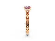 Solitaire Engagement Ring Setting for Fancy Pink Cushion Cut Center with XO Engraved Band and Prong Head in Rose Gold