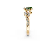 Solitaire Engagement Ring Setting for Fancy Green Oval Center with Marquise Accent Twist Band and Prong Head in Yellow Gold