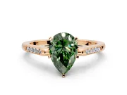 Solitaire Engagement Ring Setting for Fancy Green Pear-Shaped Center with Channel Accents and Prong Head in Rose Gold