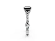 Solitaire Engagement Ring Setting for Fancy Black Princess Cut Center with Twisted Pave Split Shank and Prong Head in Platinum