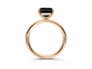 Hidden Halo Engagement Ring Setting for Fancy Black Asscher Cut Center with Thin Rounded Band and Prong Head in Rose Gold