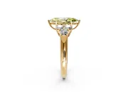 Cluster Engagement Ring Setting for Fancy Yellow Marquise Center with Round Cut Accent Frame and Prong Head in Yellow Gold