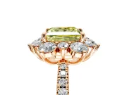 Floral Halo Engagement Ring Setting for Fancy Yellow Princess Cut Center with Pave Accents and Prong Head in Rose Gold