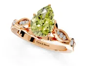 Solitaire Engagement Ring Setting for Fancy Yellow Pear-Shaped Center with Marquise and Bezel Accents and Prong Head in Rose Gold