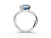 Tension Engagement Ring Setting for Fancy Blue Asscher Cut Center with Wide Flat Band and Tension Head in Sterling Silver