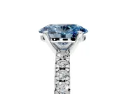 Solitaire Engagement Ring Setting for Fancy Blue Oval Center with Large Accents and Prong Head in Platinum