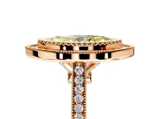 Halo Engagement Ring Setting for Fancy Yellow Marquise Center with Milgrain Frame, Pave Band and Prong Head in Rose Gold
