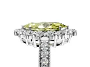 Halo Engagement Ring Setting for Fancy Yellow Marquise Center with Milgrain Channel Band and Prong Head in Sterling Silver