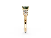 Cluster Engagement Ring Setting for Fancy Green Princess Cut Center with 2-Row Shoulder Clusters and Prong Head in Yellow Gold