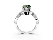 Halo Engagement Ring Setting for Fancy Green Heart-Shaped Center with Pave Infinity Twist Band and Prong Head in Platinum
