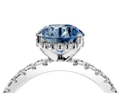 Solitaire Engagement Ring Setting for Fancy Blue Round Cut Center with Band of Accents and Prong Head in Platinum