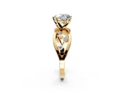 Solitaire Engagement Ring Setting for Heart-Shaped Center with Criss-Cross Accent Band and Prong Head in Yellow Gold