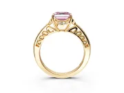 Floral Engagement Ring Setting for Fancy Pink Asscher Cut Center with Four Accent Clusters and Prong Head in Yellow Gold