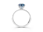 Solitaire Engagement Ring Setting for Fancy Blue Round Cut Center with Fine Pave Accents and Prong Head in Platinum