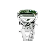 Solitaire Engagement Ring Setting for Fancy Green Radiant Cut Center with Pave and Plain Crossover Band and Prong Head in Platinum