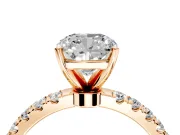 Open Basket Engagement Ring Setting for Cushion Cut Center with Pave Band and Prong Head in Rose Gold