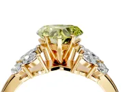 Leaf Cluster Engagement Ring Setting for Fancy Yellow Heart-Shaped Center with Marquise Accents and Prong Head in Yellow Gold