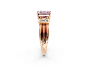 Solitaire Engagement Ring Setting for Fancy Pink Asscher Cut Center with Grooved Bar Accent Band and Prong Head in Rose Gold